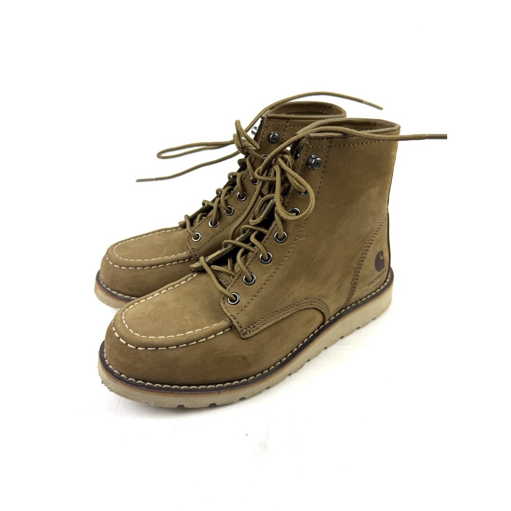 Carhartt Moc Toe Wedge Ankle Boots 8 Womens Lace Up 6" Coyote Bootie